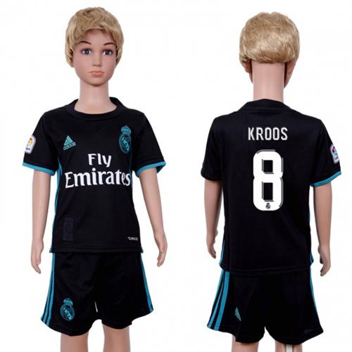 Real Madrid #8 Kroos Away Kid Soccer Club Jersey - Click Image to Close